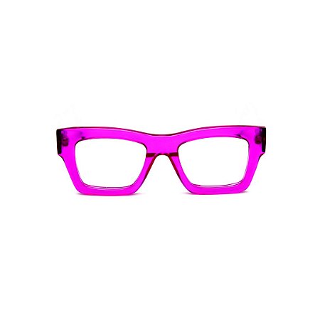 Armação para óculos de Grau Gustavo Eyewear G64 20. Cor: Violeta translúcido. Haste marrom.