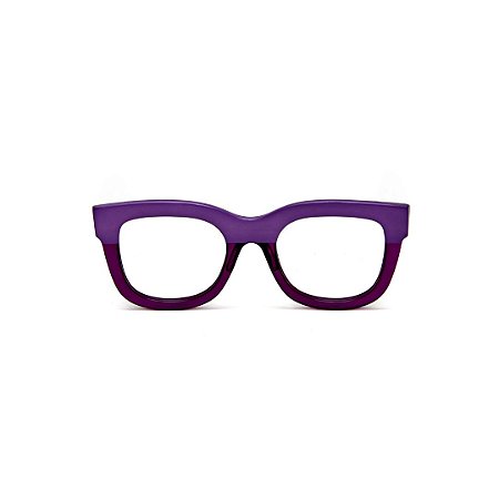 Armação para óculos de Grau Gustavo Eyewear G57 10. Cor: Roxo opaco e translúcido. Haste animal print.