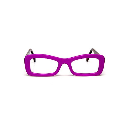Armação para óculos de Grau Gustavo Eyewear G34 6. Cor: Roxo opaco. Haste animal print.