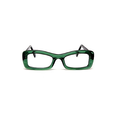 Armação para óculos de Grau Gustavo Eyewear G34 5. Cor: Verde translúcido. Haste preta.