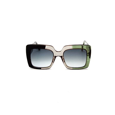 Óculos de sol Gustavo Eyewear G59 7. Cor: Preto, fumê e verde. Hastes preta e verde. Lentes cinza.