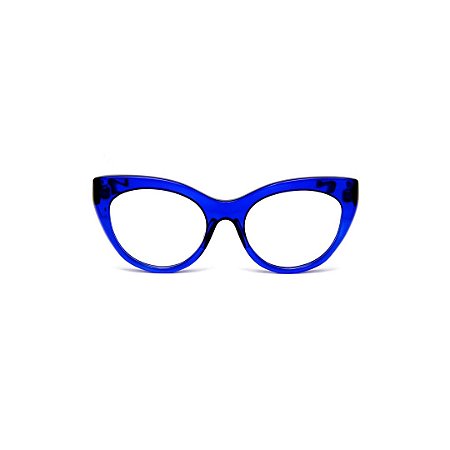 Armação para óculos de Grau Gustavo Eyewear G65 3. Cor: Azul translúcido. Haste preta.