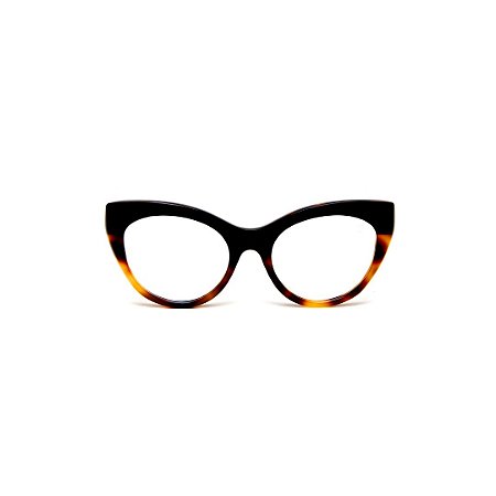 Armação para óculos de Grau Gustavo Eyewear G65 13. Cor: Preto com animal print. Haste preta.