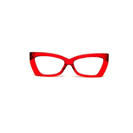 Armação para óculos de Grau Gustavo Eyewear G81 6. Cor: Vermelho translúcido. Haste animal print.