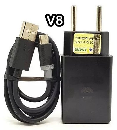 Carregador de Celular V8 15W Turbo Charge (Com Anatel)