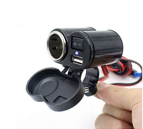 Tomada USB Carregador de Celular Moto 12V