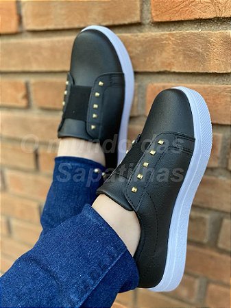 Tênis Esportivo Ace Infantil com Elástico Baby Club Preto