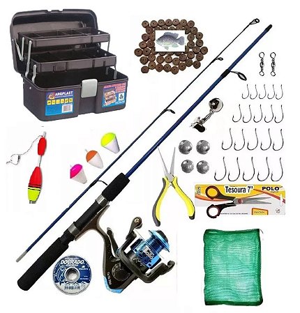 Kit De Pesca Completo Maleta Vara 1,20m 10kg e Acessorios - Fishing Sports  Pesca e Camping
