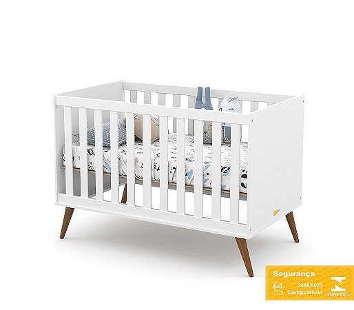 Berço de Bebê Gold Branco Soft Eco Wood Matic