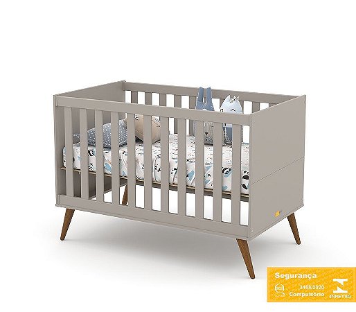 Berço de Bebê Gold Cinza Eco Wood Matic