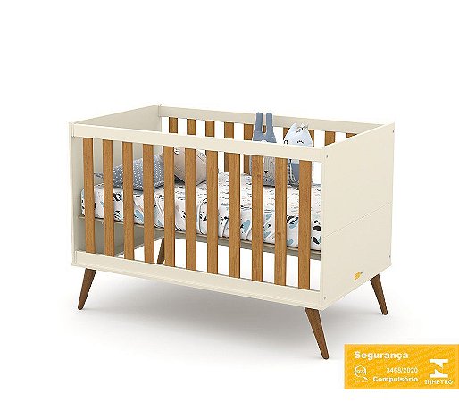 Berço de Bebê Gold Off White Eco Wood Matic
