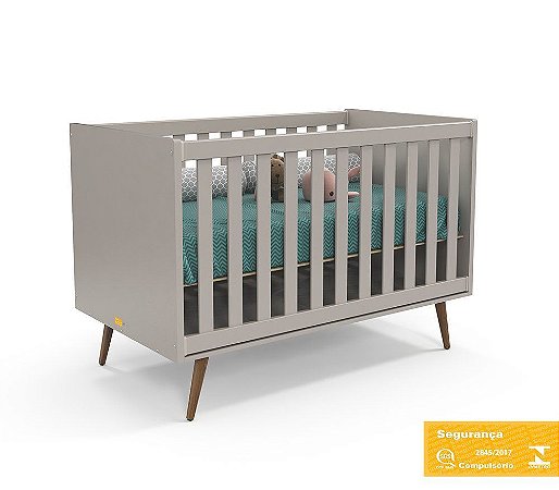 Berço de Bebê Retrô Cinza Eco Wood Matic