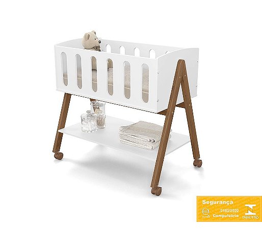 Mini Berço de Bebê Sissi Branco Soft Eco Wood Matic