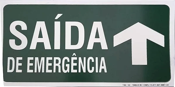 Placa Saída S14A com Seta para cima 30cm x 15cm
