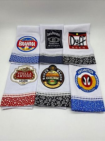 Pano De Prato Desenhos Cerveja Churrasco Kit 3 Panos