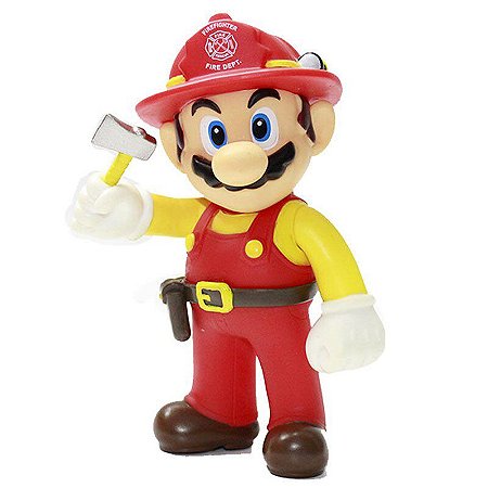 Boneco Mario Bros Bombeiro Nintendo 13 Cm