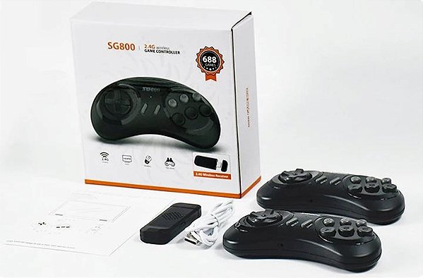 Console Retrô 16bits SG800 Com 688 Jogos + 2 Controles S/fio