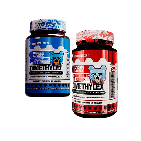 KIT DIMETHYLEX TERMOGENICO ORIGINAL + SEM CAFEINA - 60CAPS
