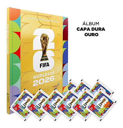 Copa Do Mundo 2026 - Album Capa Ouro Dourado + 40 Envelopes Fifa World Cup 2026