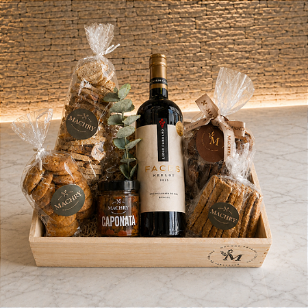 Cesta Box vinho e caponata
