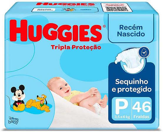 FRALDA HUGGIES TRIPLA PROTEÇÃO P C/46 UNIDADES