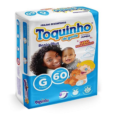 FRALDA TOQUINHO BASIC PLUS JUMBO G C/60 UNIDADES