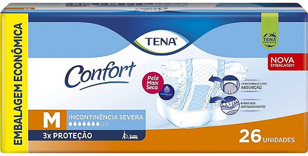 FRALDA TENA CONFORT MEGA M C/26 UNIDADES