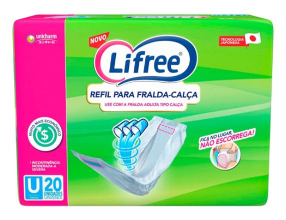 ABSORVENTE P/ FRALDA CALÇA LIFREE TAMANHO ÚNICO C/20 UNIDADES