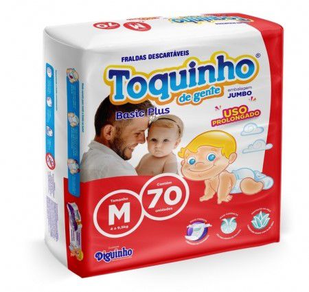 FRALDA TOQUINHO BASIC PLUS JUMBO M C/70 UNIDADES