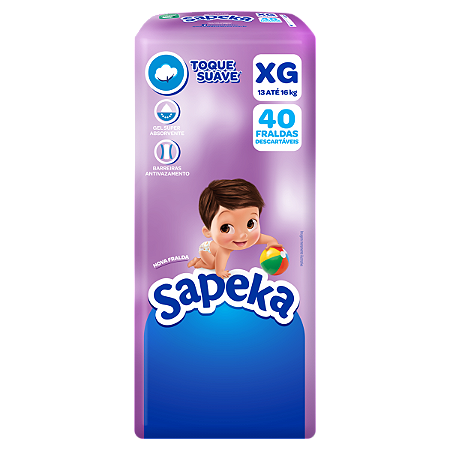 FRALDA SAPEKA TOQUE SUAVE XG C/40 UNIDADES