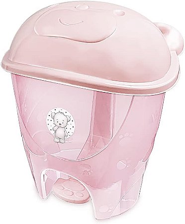 LIXEIRA INFANTIL ADOLETA FOFURA C/ PEDAL 12 LITROS ROSA TRANSLUCIDO