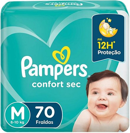 FRALDA PAMPERS CONFORT SEC M C/70 UNIDADES