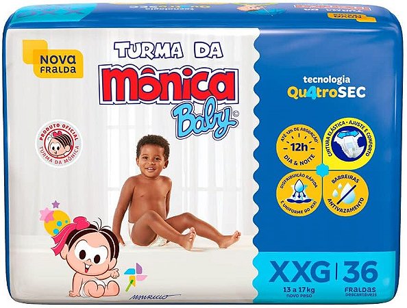 FRALDA TURMA DA MONICA MEGA XXG C/36 UNIDADES