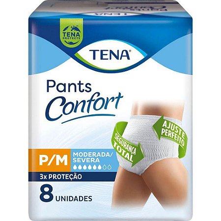 FRALDA GERIÁTRICA TENA PANTS CONFORT ROUPA ÍNTIMA P/M C/08 UNIDADES