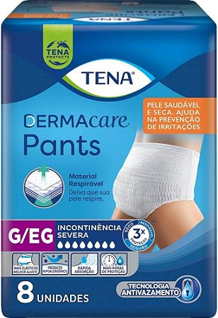 FRALDA GERIÁTRICA TENA PANTS DERMACARE ROUPA ÍNTIMA G/EG C/08 UNIDADES