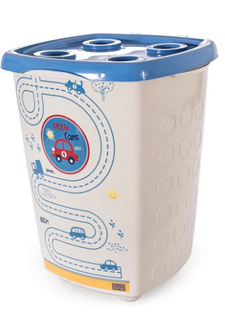 CESTO PLASUTIL CARRINHOS BRANCO/AZUL 38 LITROS