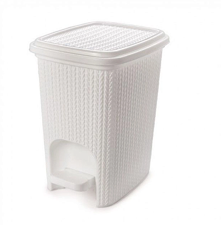 LIXEIRA PLASUTIL TRAMA C/ PEDAL BRANCA 7 LITROS