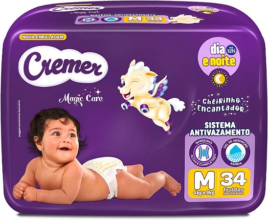 FRALDA CREMER ECONÔMICA M 34 UNIDADES