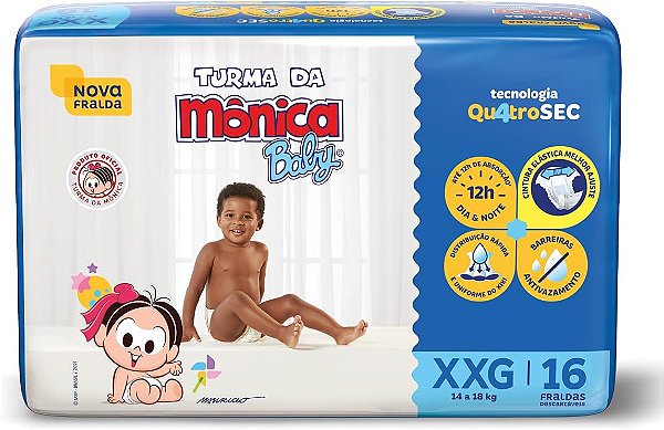 FRALDA TURMA DA MONICA JUMBO XXG C/16UNIDADES