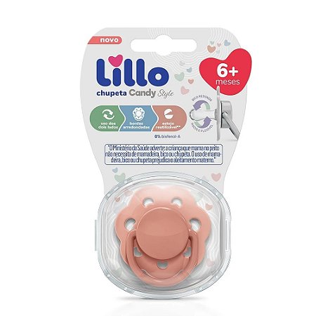 CHUPETA LILLO CANDY - BICO REDONDO SILICONE TAMANHO 6+ - MENINA