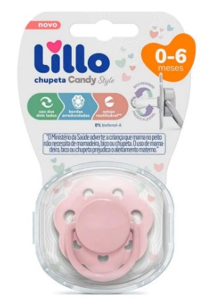 CHUPETA LILLO CANDY BICO REDONDO SILICONE TAMANHO 0+