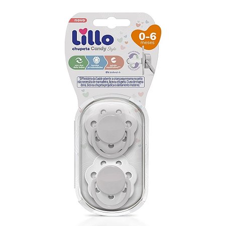 KIT 2 CHUPETAS LILLO CANDY REDONDO SILICONE TAMANHO 0+