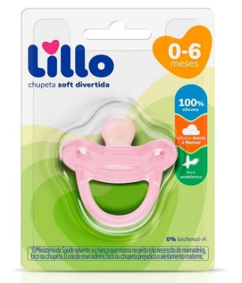 CHUPETA LILLO SOFT DIVERTIDA 100% SILICONE ANATOMICA TAMANHO 0+ - ROSA