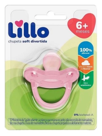 CHUPETA LILLO SOFT DIVERTIDA 100% SILICONE ANATÔMICA TAMANHO 6+ ROSA