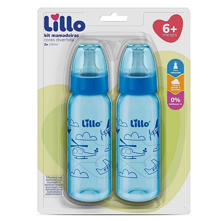 KIT COM DUAS MAMADEIRAS DIVERTIDAS 240ML MENINO