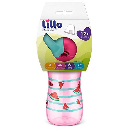 COPO EVOLUTION COM CANUDO SILICONE 300ML - MENINA