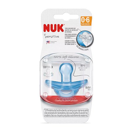 CHUPETA NUK SENSITIVE SOFT 100% SILICONE ORTODÔNTICA 0+