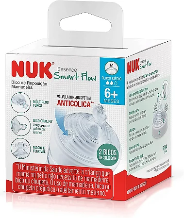KIT 2 BICOS NUK ESSENCE SMART FLOW - FLUXO MEDIO 6+