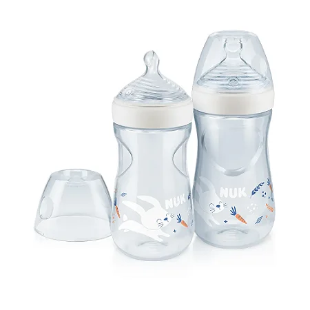 KIT COM 2 MAMADEIRAS NUK ESSENCE CONTROLE TEMPERATURA SMART FLOW 270ML 6+