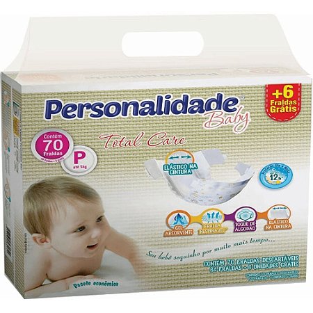 FRALDA PERSONALIDADE BABY TOTAL CARE P C/70 UNIDADES